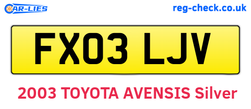 FX03LJV are the vehicle registration plates.