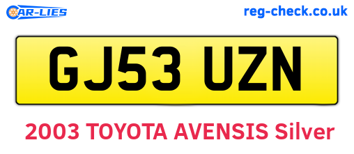 GJ53UZN are the vehicle registration plates.