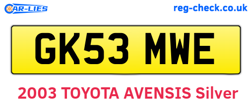 GK53MWE are the vehicle registration plates.