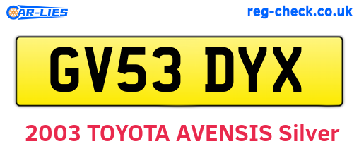 GV53DYX are the vehicle registration plates.