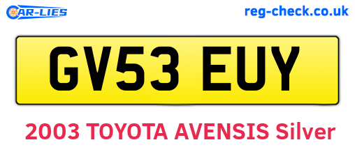 GV53EUY are the vehicle registration plates.