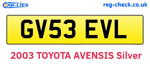 GV53EVL are the vehicle registration plates.