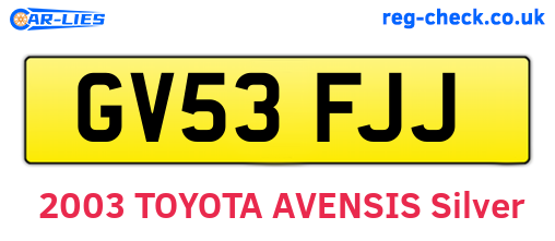GV53FJJ are the vehicle registration plates.