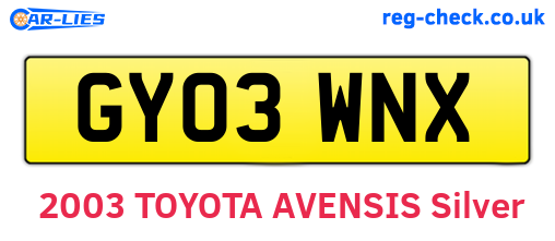 GY03WNX are the vehicle registration plates.