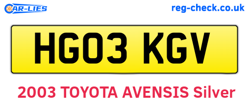 HG03KGV are the vehicle registration plates.