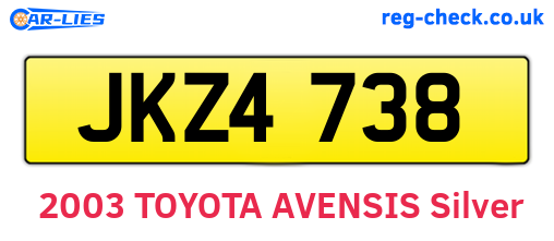 JKZ4738 are the vehicle registration plates.