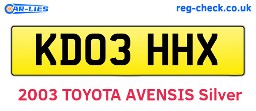 KD03HHX are the vehicle registration plates.