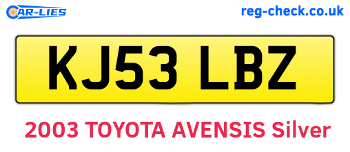 KJ53LBZ are the vehicle registration plates.