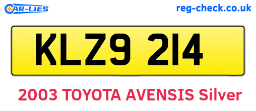 KLZ9214 are the vehicle registration plates.