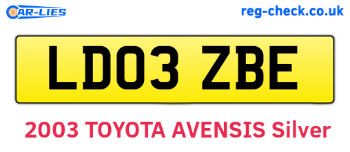 LD03ZBE are the vehicle registration plates.