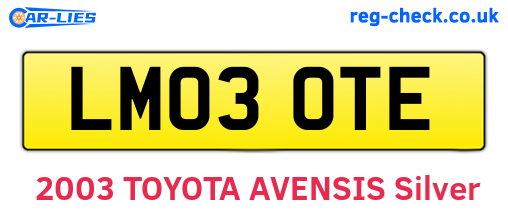 LM03OTE are the vehicle registration plates.