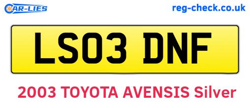 LS03DNF are the vehicle registration plates.