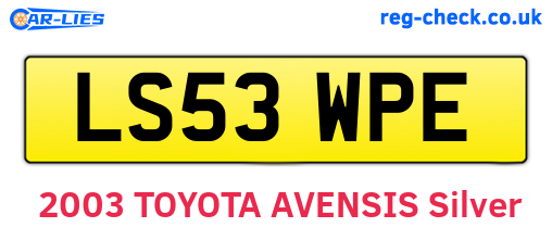 LS53WPE are the vehicle registration plates.