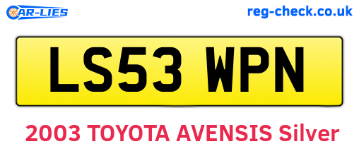 LS53WPN are the vehicle registration plates.