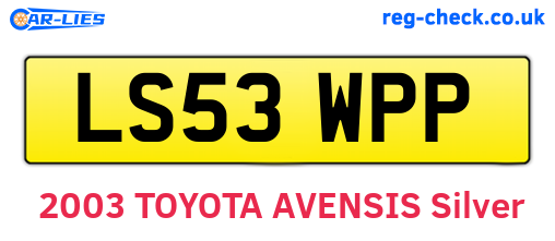 LS53WPP are the vehicle registration plates.