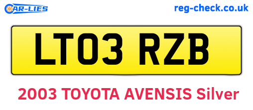 LT03RZB are the vehicle registration plates.