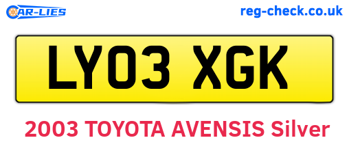 LY03XGK are the vehicle registration plates.