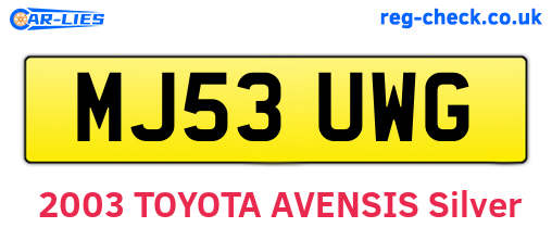 MJ53UWG are the vehicle registration plates.