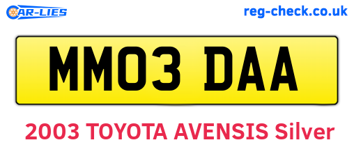 MM03DAA are the vehicle registration plates.