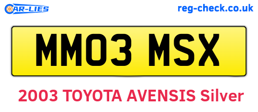 MM03MSX are the vehicle registration plates.