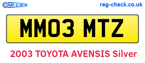 MM03MTZ are the vehicle registration plates.