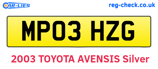 MP03HZG are the vehicle registration plates.