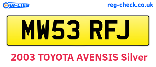 MW53RFJ are the vehicle registration plates.