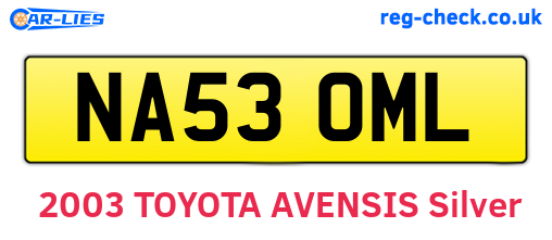 NA53OML are the vehicle registration plates.