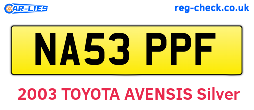NA53PPF are the vehicle registration plates.