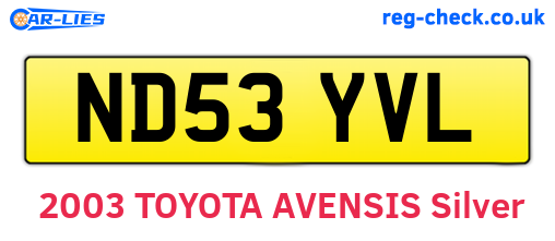 ND53YVL are the vehicle registration plates.