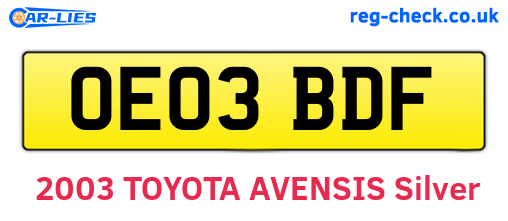 OE03BDF are the vehicle registration plates.