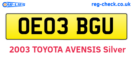 OE03BGU are the vehicle registration plates.