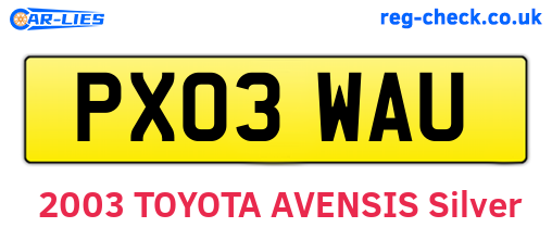 PX03WAU are the vehicle registration plates.