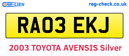 RA03EKJ are the vehicle registration plates.
