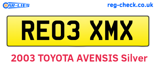 RE03XMX are the vehicle registration plates.
