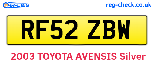 RF52ZBW are the vehicle registration plates.