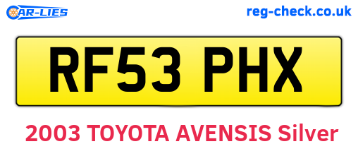 RF53PHX are the vehicle registration plates.