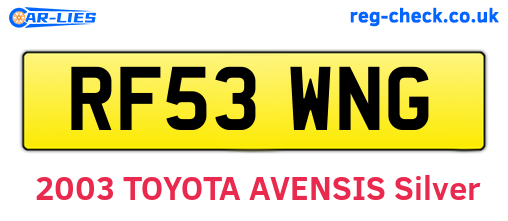 RF53WNG are the vehicle registration plates.