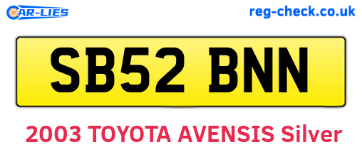 SB52BNN are the vehicle registration plates.