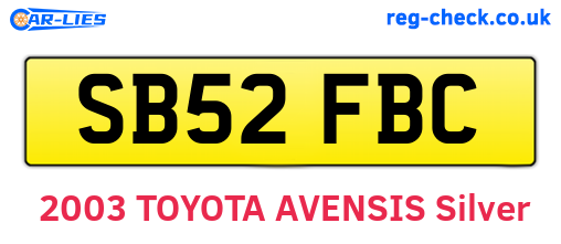 SB52FBC are the vehicle registration plates.