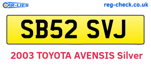 SB52SVJ are the vehicle registration plates.