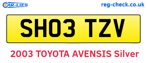 SH03TZV are the vehicle registration plates.