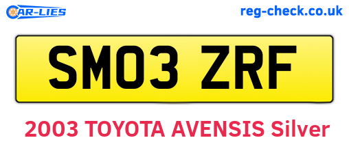 SM03ZRF are the vehicle registration plates.