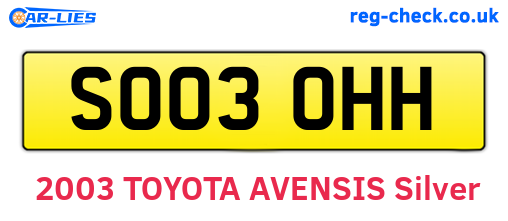 SO03OHH are the vehicle registration plates.