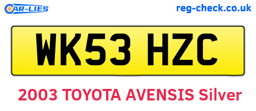 WK53HZC are the vehicle registration plates.