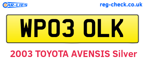 WP03OLK are the vehicle registration plates.