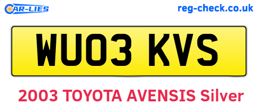 WU03KVS are the vehicle registration plates.