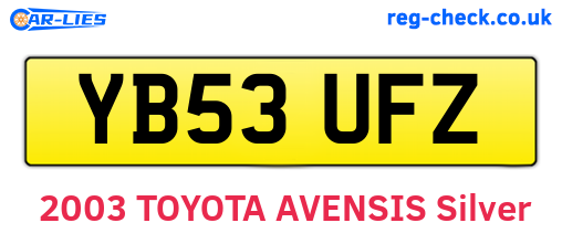 YB53UFZ are the vehicle registration plates.