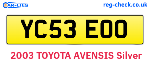 YC53EOO are the vehicle registration plates.