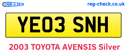 YE03SNH are the vehicle registration plates.